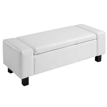 Homcom Large 42" Storage Ottoman, Tufted Faux