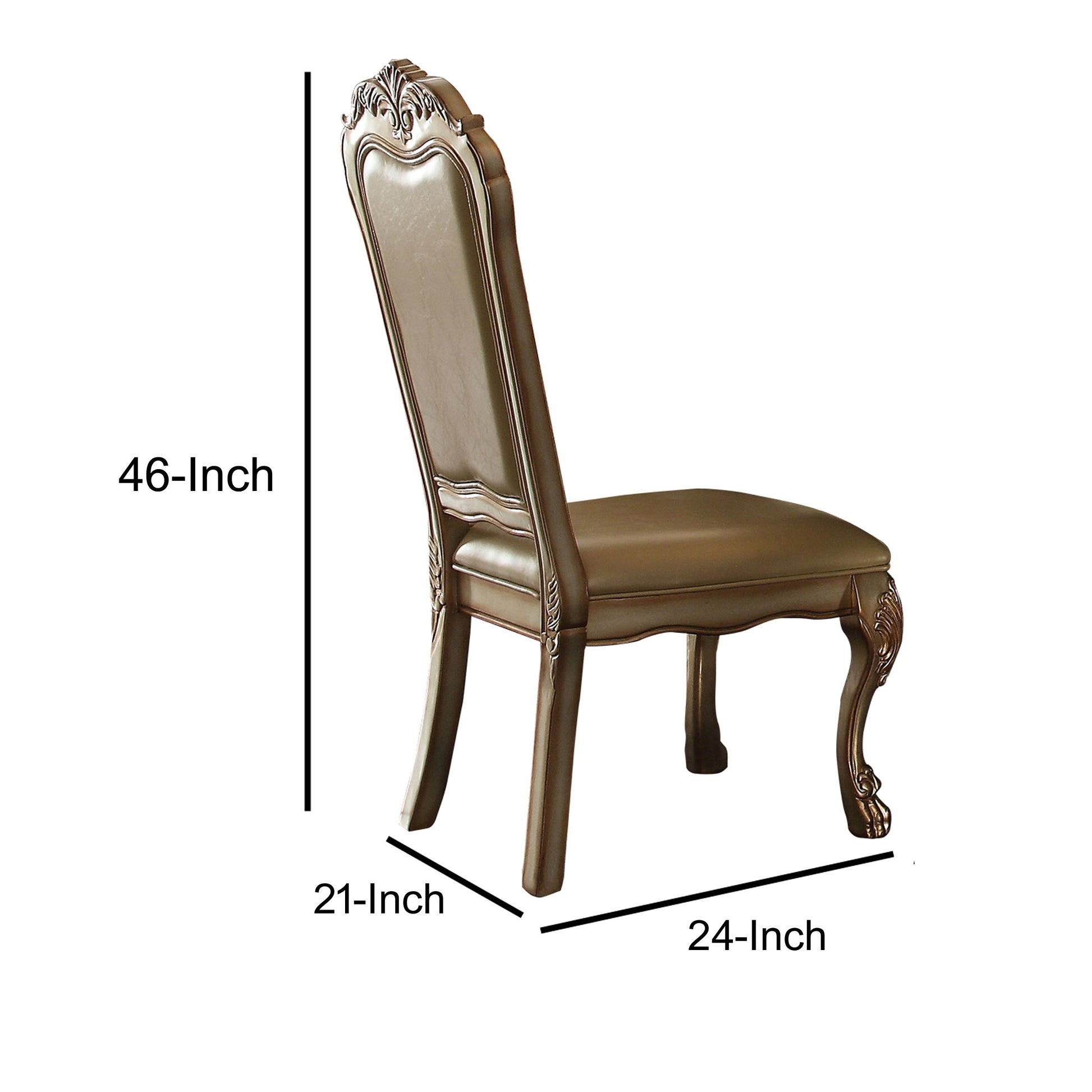 24 Inch Wide Dining Chair, Vegan Faux Leather,