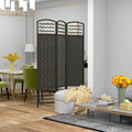 HOMCOM 3 Panel Room Divider, Folding Privacy Screen black-bamboo