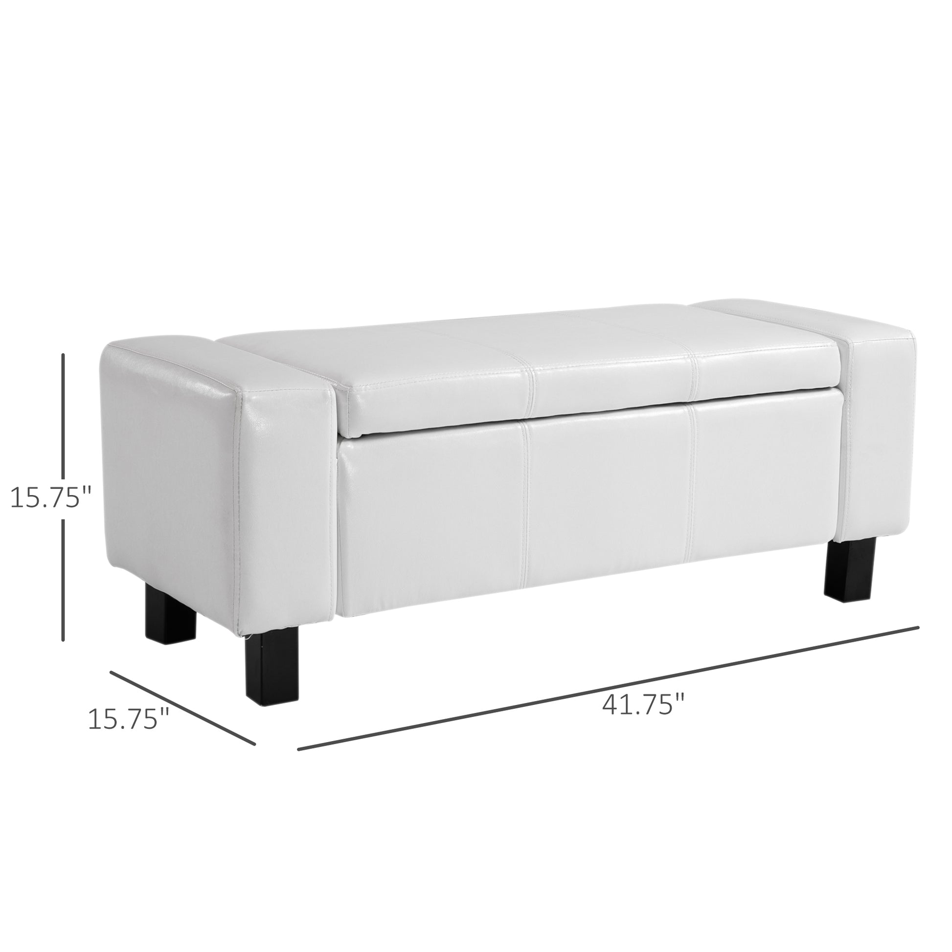 Homcom Large 42" Storage Ottoman, Tufted Faux