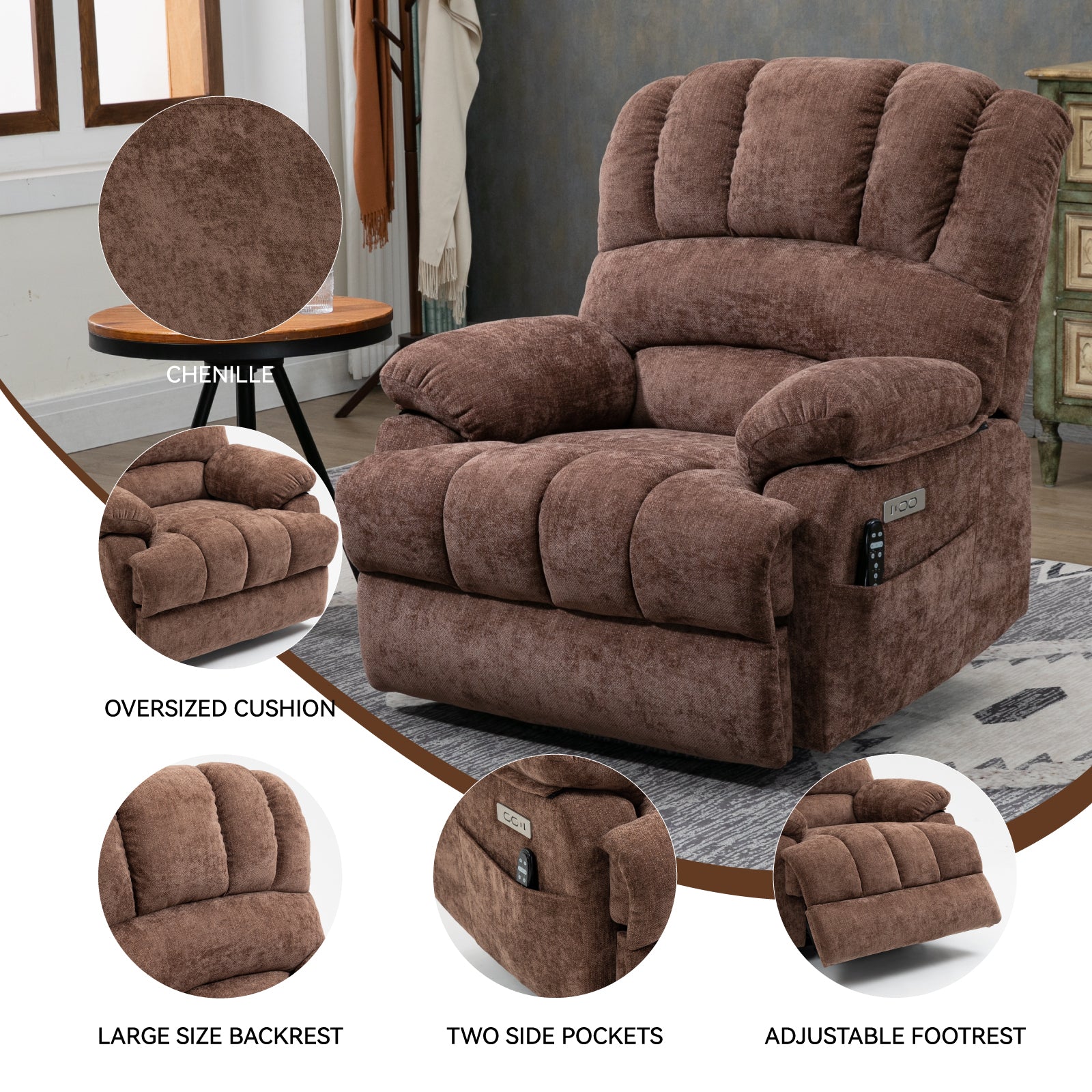 23" Seat Width And High Back Large Size Chenille