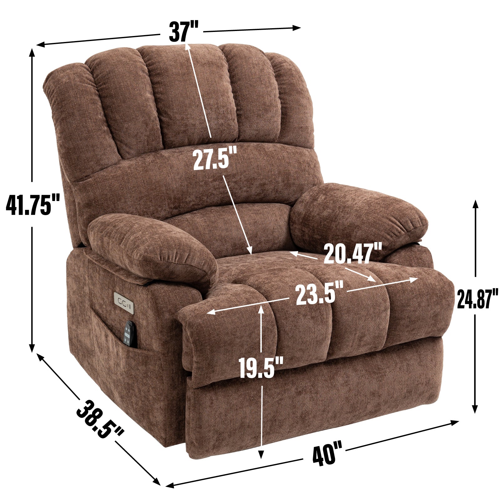 23" Seat Width And High Back Large Size Chenille