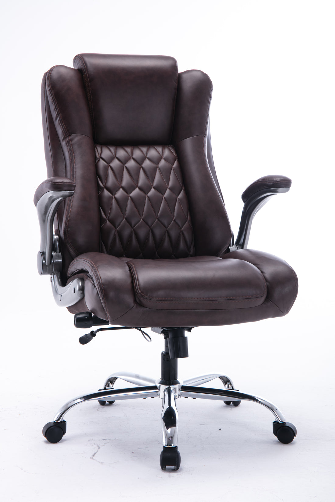 High Back Office Chair with Lifting Headrest brown-office-office chairs-pu leather