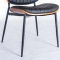 Dining Chairs Set of 2 Mid Century black pu-dining room-foam-pu leather