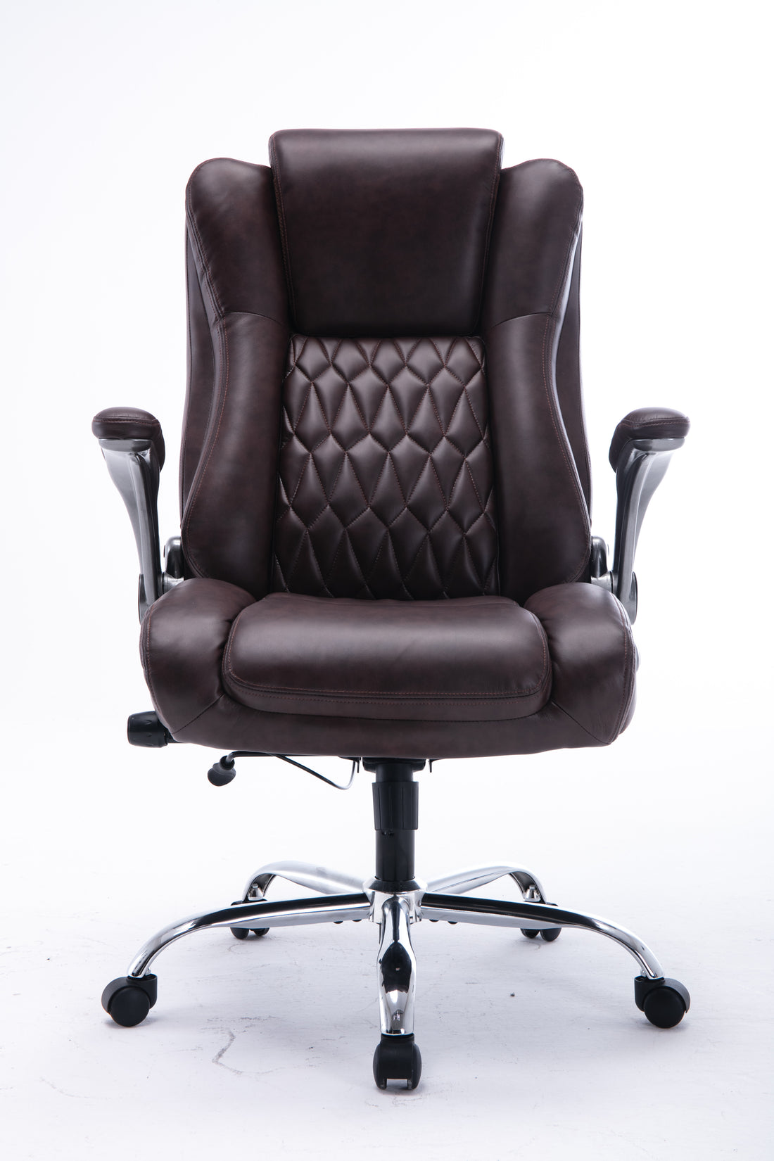 High Back Office Chair with Lifting Headrest brown-office-office chairs-pu leather