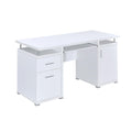 Computer Desk with 2 Drawers and Cabinet in White white-computer desk-office-rectangular-particle