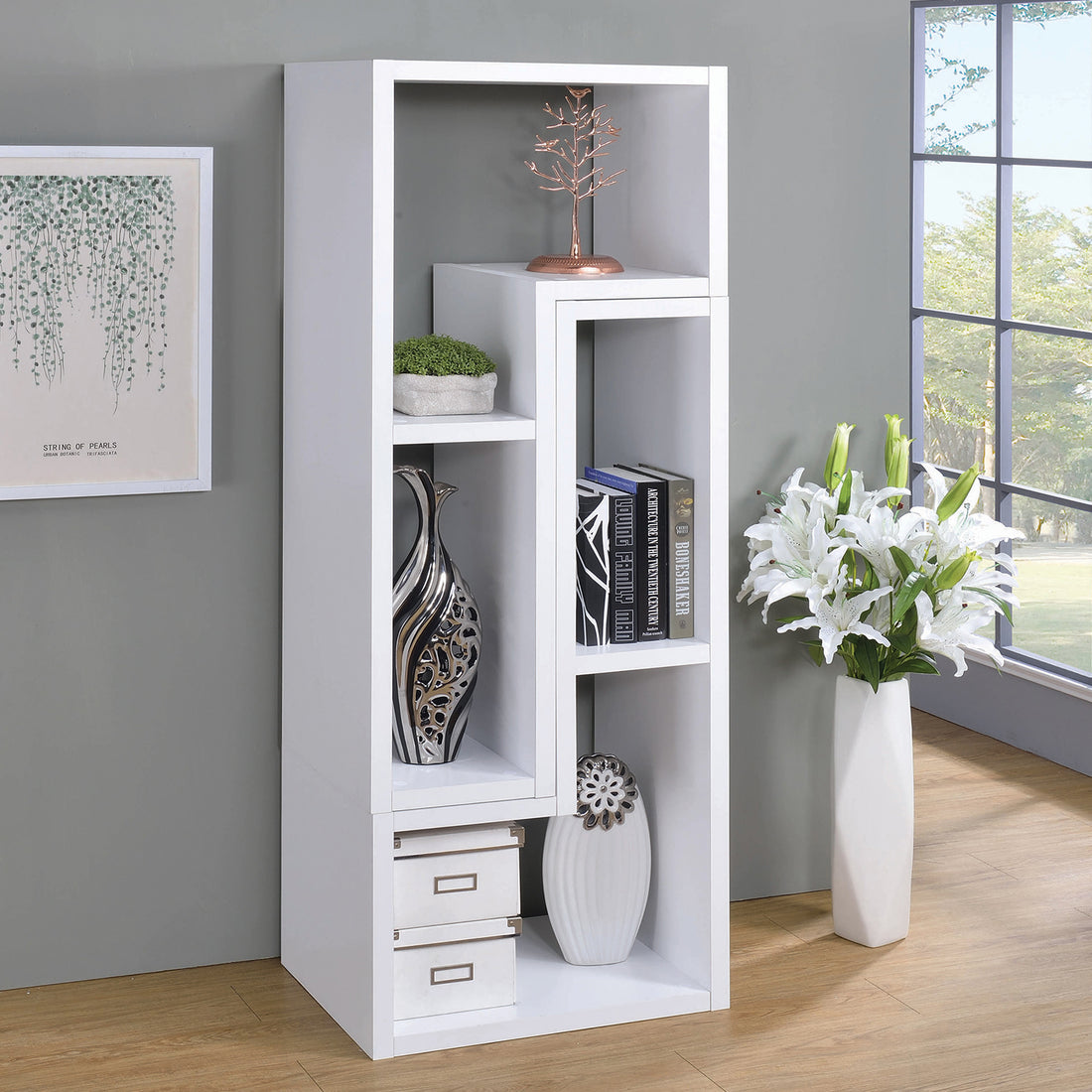 Convertible Tv Console And Bookcase in White