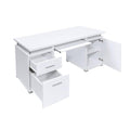 Computer Desk with 2 Drawers and Cabinet in White white-computer desk-office-rectangular-particle