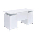 Computer Desk with 2 Drawers and Cabinet in White white-computer desk-office-rectangular-particle