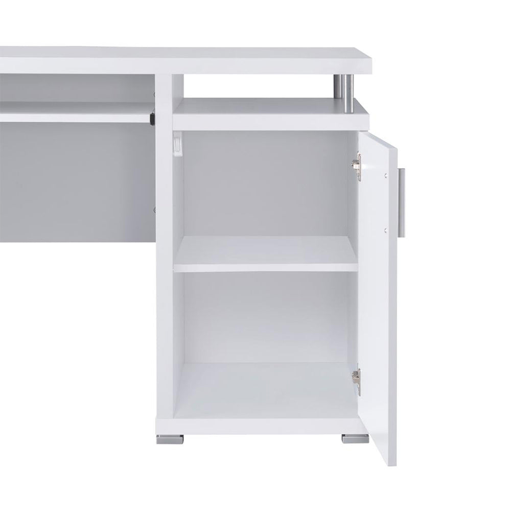 Computer Desk with 2 Drawers and Cabinet in White white-computer desk-office-rectangular-particle