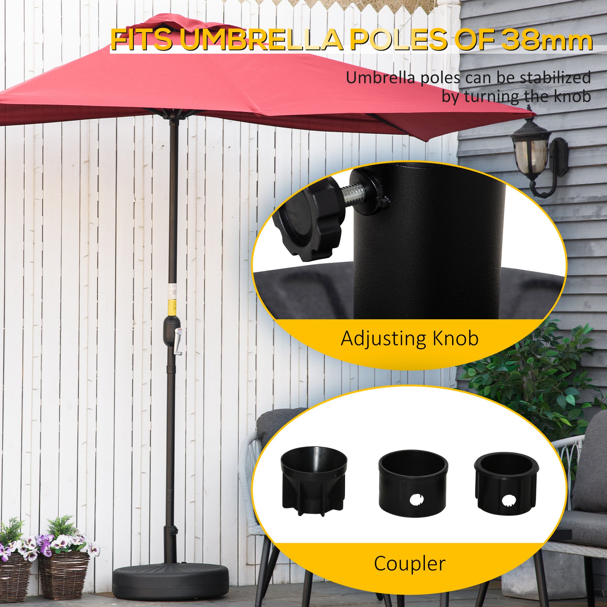 Outsunny Fillable Patio Umbrella Base Stand,