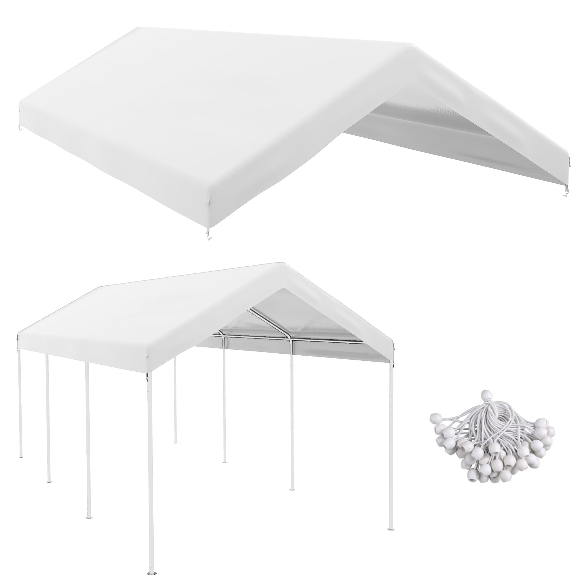 Outsunny 10' x 20' Carport Replacement Top Canopy white-polyethylene