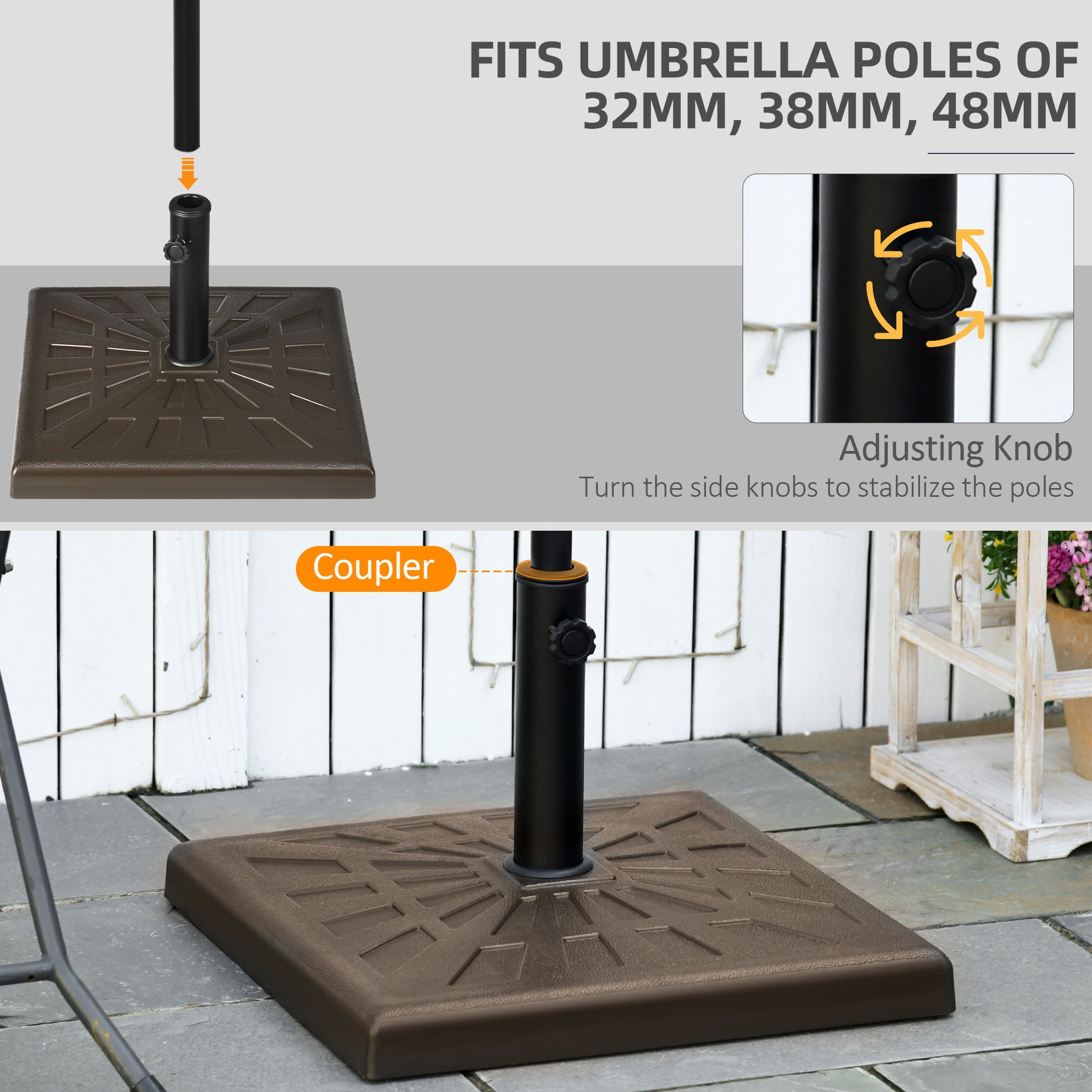 Outsunny 42lbs Resin Patio Umbrella Base, 20"