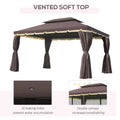 Outsunny 10' x 13' Patio Gazebo, Outdoor Gazebo Canopy brown-aluminum