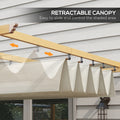 Outsunny 10' x 10' Retractable Pergola Canopy, Wood white-aluminum