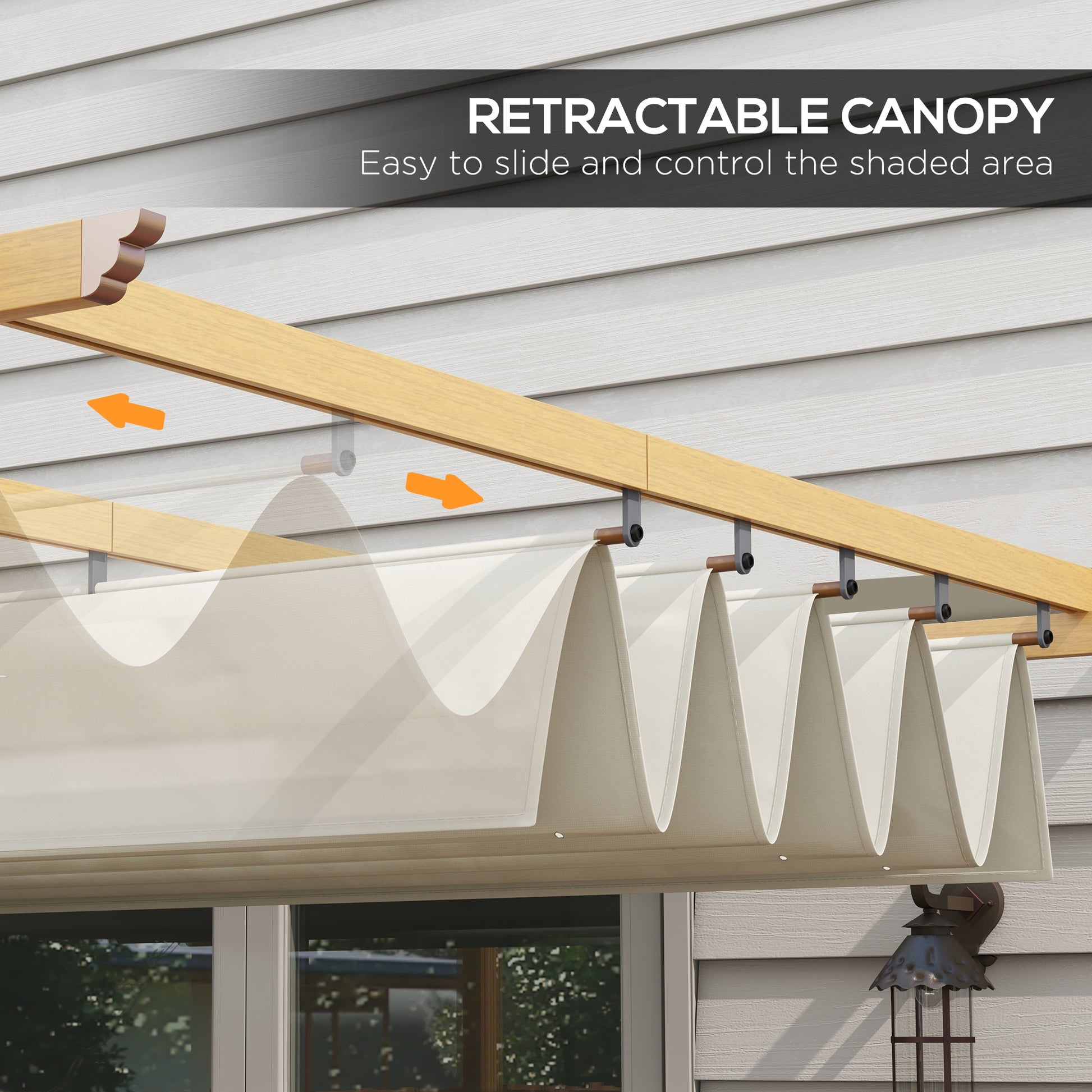 Outsunny 10' x 10' Retractable Pergola Canopy, Wood white-aluminum