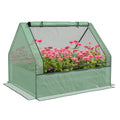 Outsunny Raised Garden Bed with Mini Greenhouse green-steel