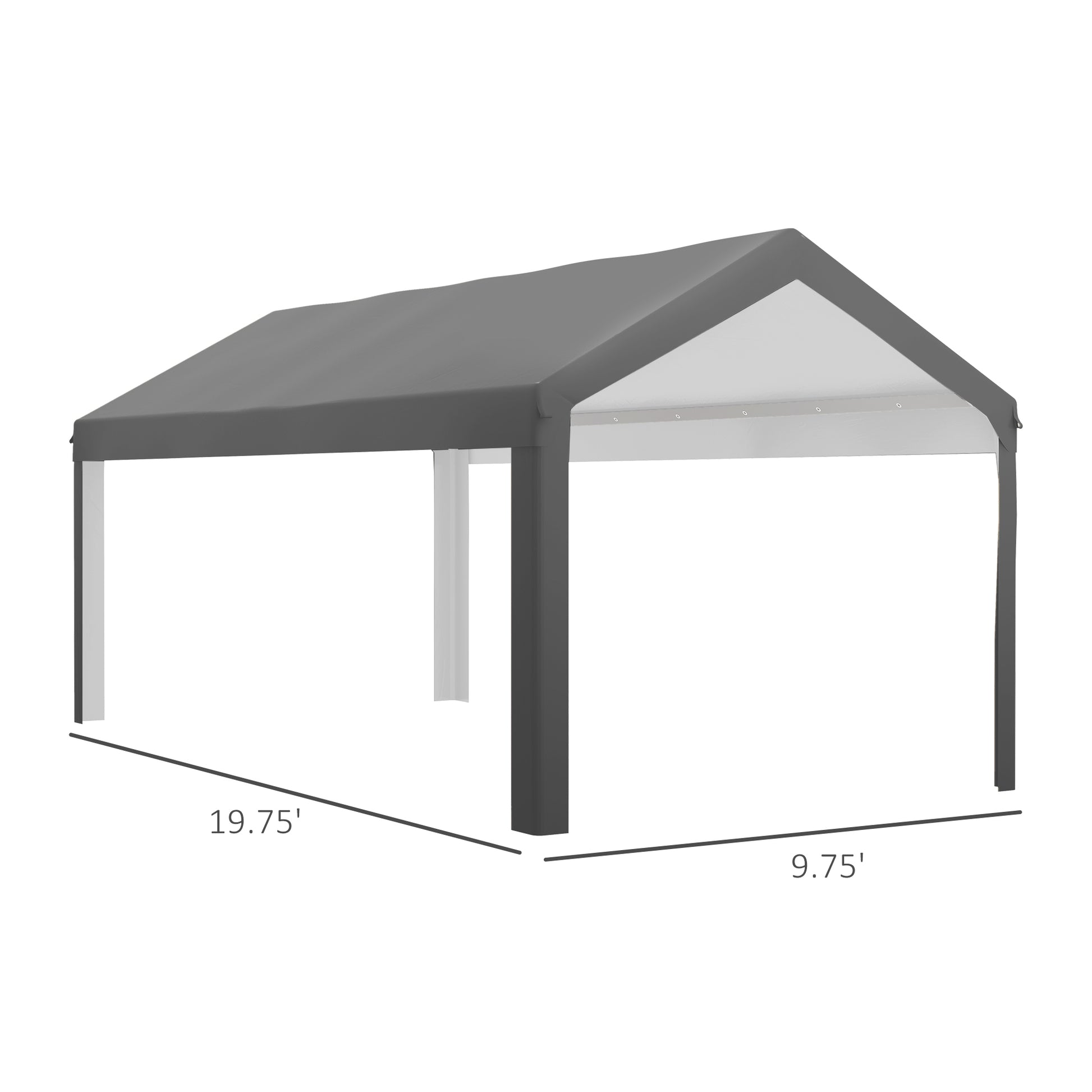 Outsunny 10' x 20' Carport Replacement Top Canopy gray-polyethylene