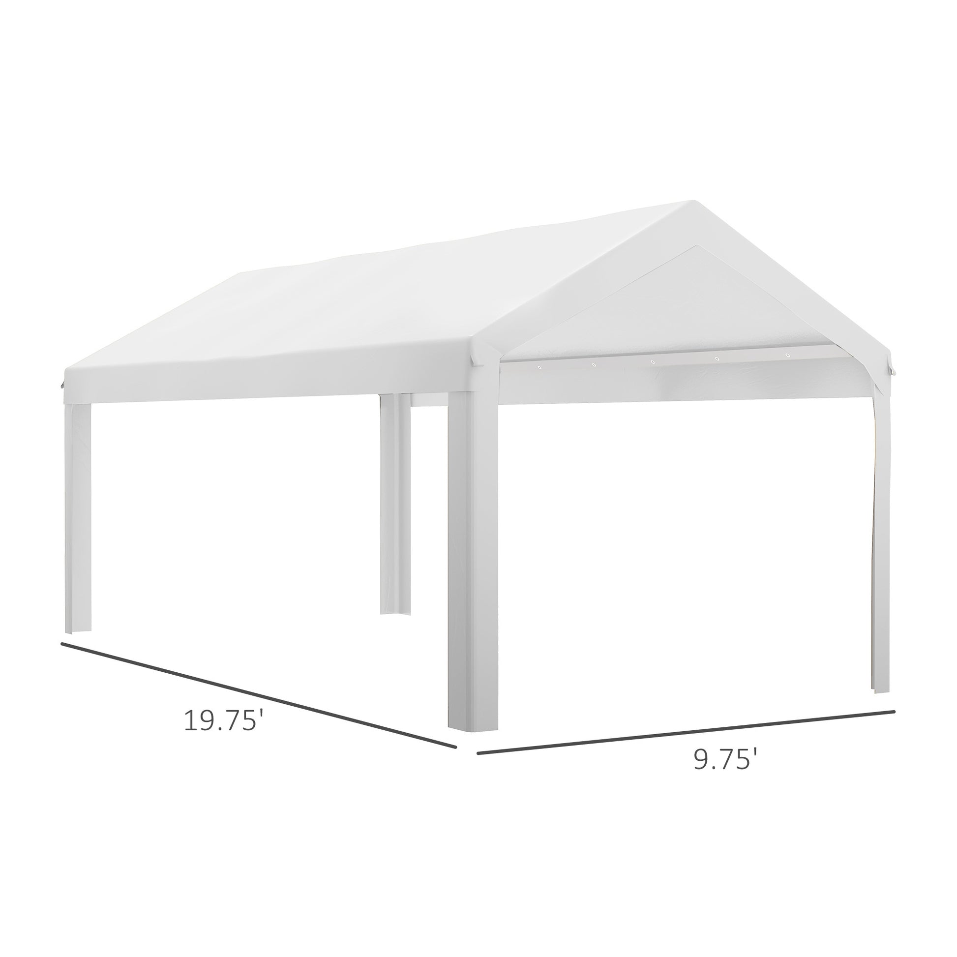 Outsunny 10' x 20' Carport Replacement Top Canopy white-polyethylene