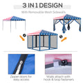 Outsunny 10' x 10' Pop Up Canopy Tent with Netting blue-steel