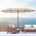 Outsunny Extra Large 15ft Patio Umbrella, Double Sided white-steel