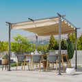 Outsunny 10' x 10' Outdoor Retractable Pergola Canopy beige-steel