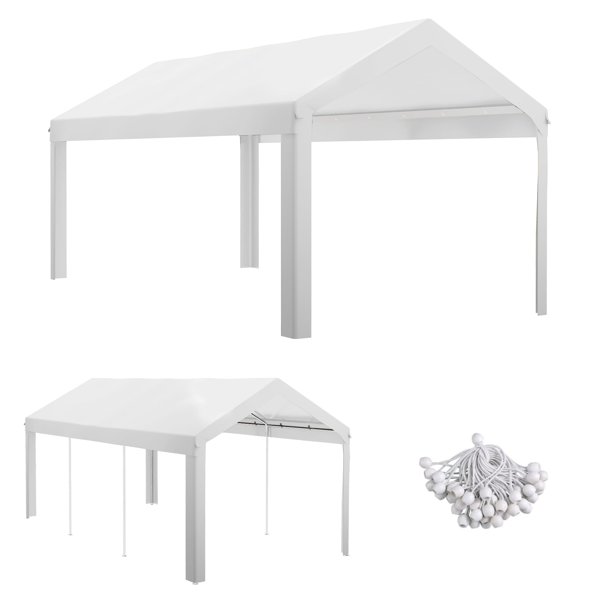 Outsunny 10' x 20' Carport Replacement Top Canopy white-polyethylene