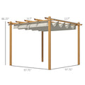 Outsunny 10' x 10' Retractable Pergola Canopy, Wood white-aluminum