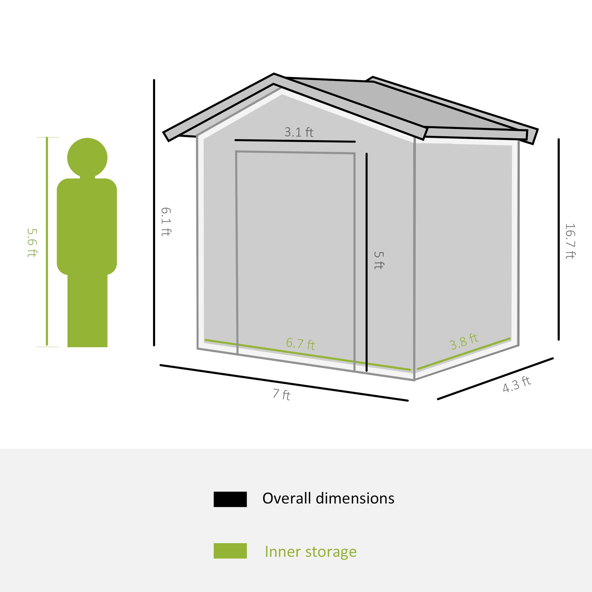 Outsunny 7' x 4' Outdoor Storage Shed, Garden Tool yellow-steel