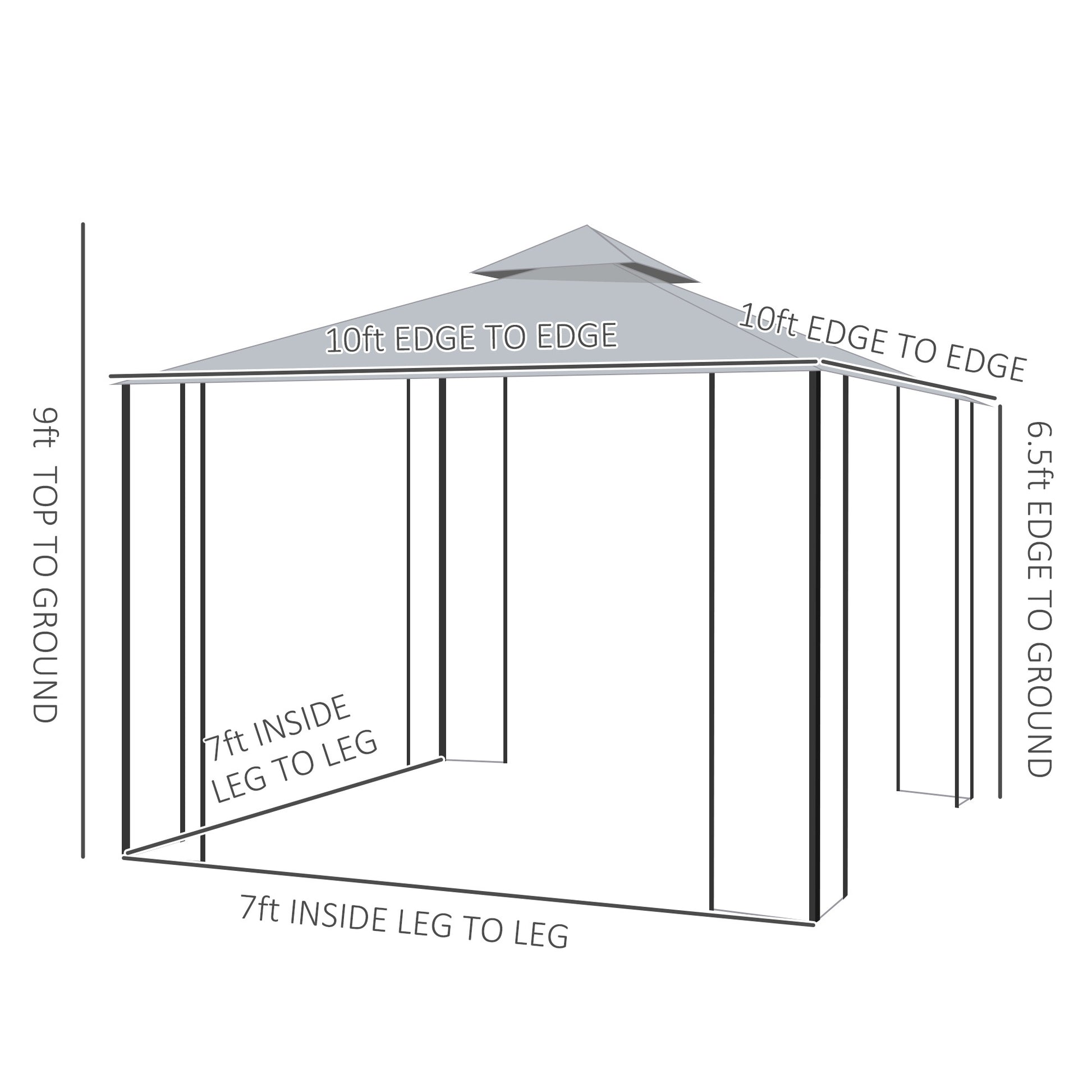 Outsunny 10' x 10' Patio Gazebo with Corner Frame gray-steel