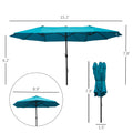 Outsunny Extra Large 15ft Patio Umbrella, Double Sided blue-steel