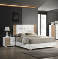 Contemporary White and Natural Color 1pc Nightstand UV white-white-2 drawers-bedroom-bedside