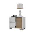 Contemporary White and Natural Color 1pc Nightstand UV white-white-2 drawers-bedroom-bedside