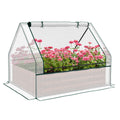 Outsunny Raised Garden Bed with Mini Greenhouse white-steel