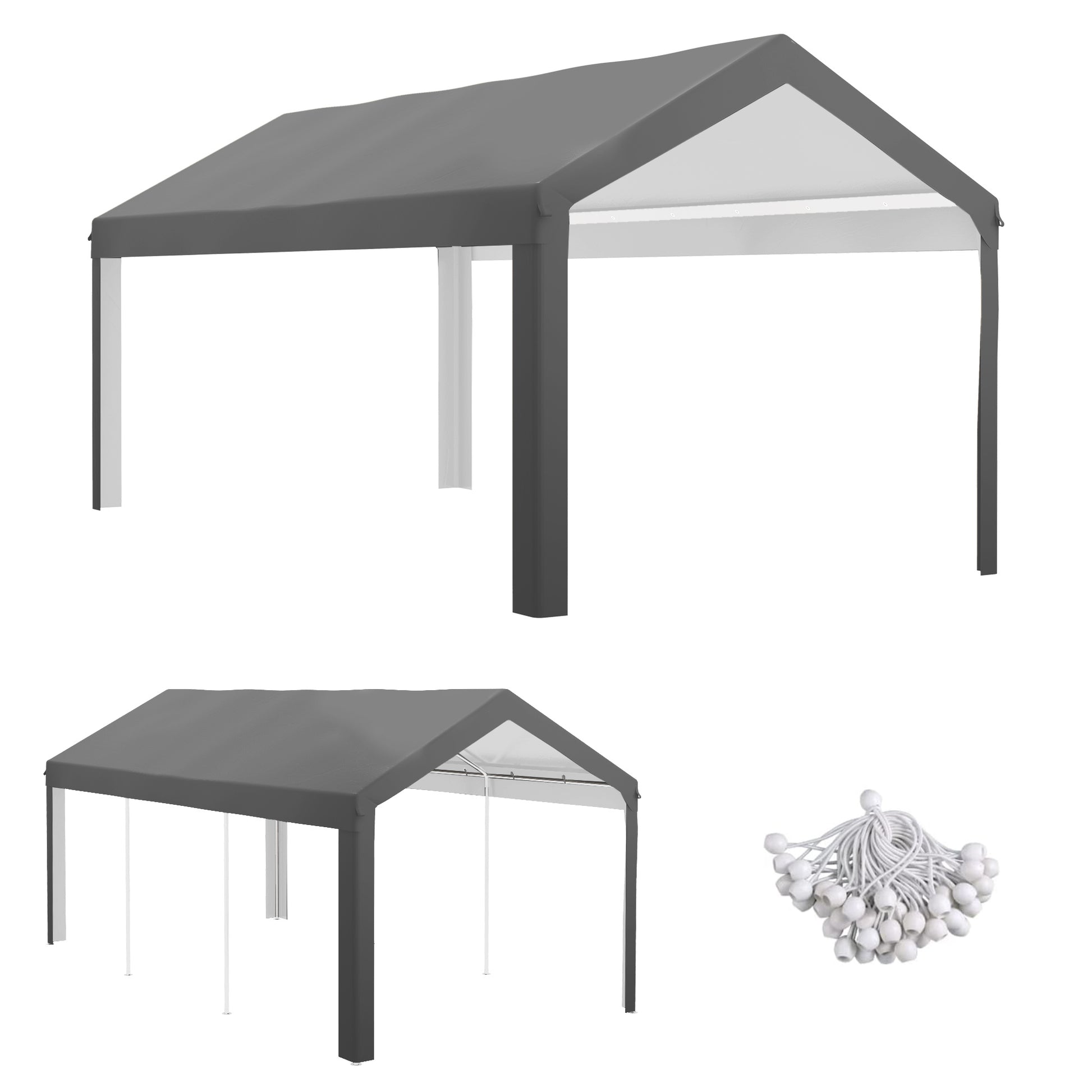 Outsunny 10' x 20' Carport Replacement Top Canopy gray-polyethylene