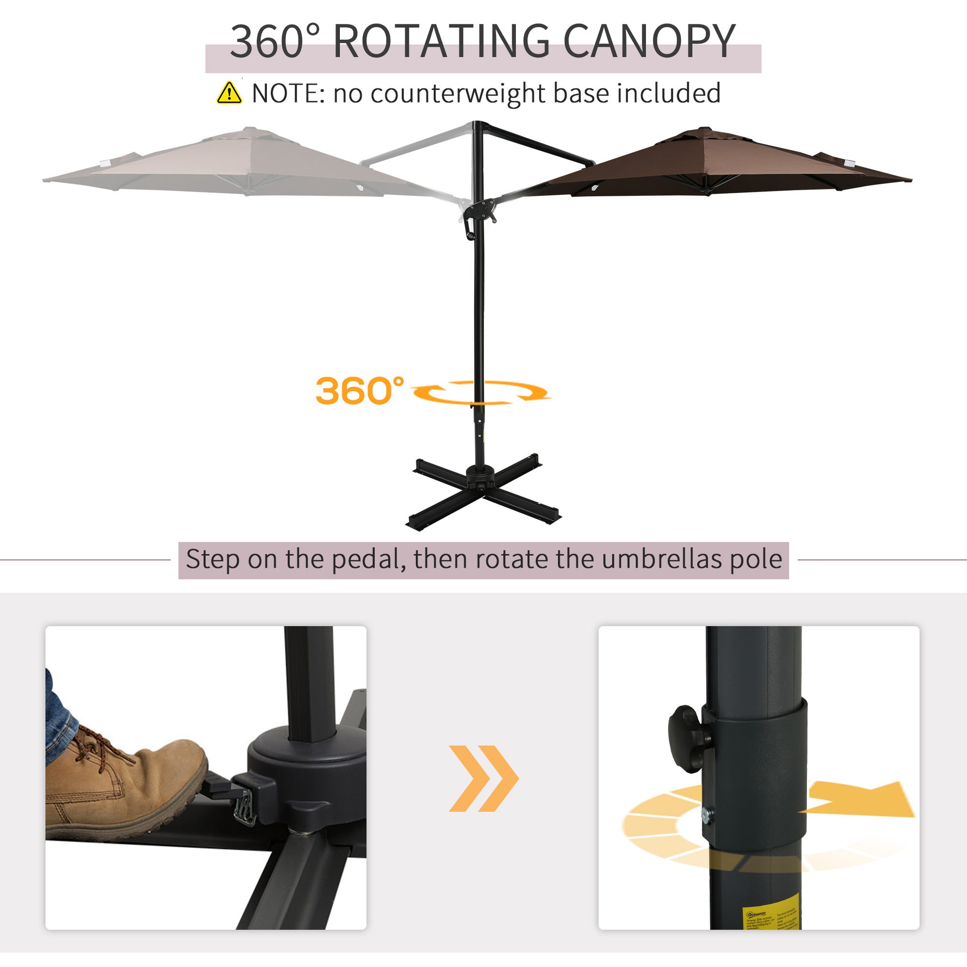 Outsunny 10ft Offset Patio Umbrella with Base,