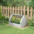 Outsunny Raised Garden Bed with Mini Greenhouse white-steel