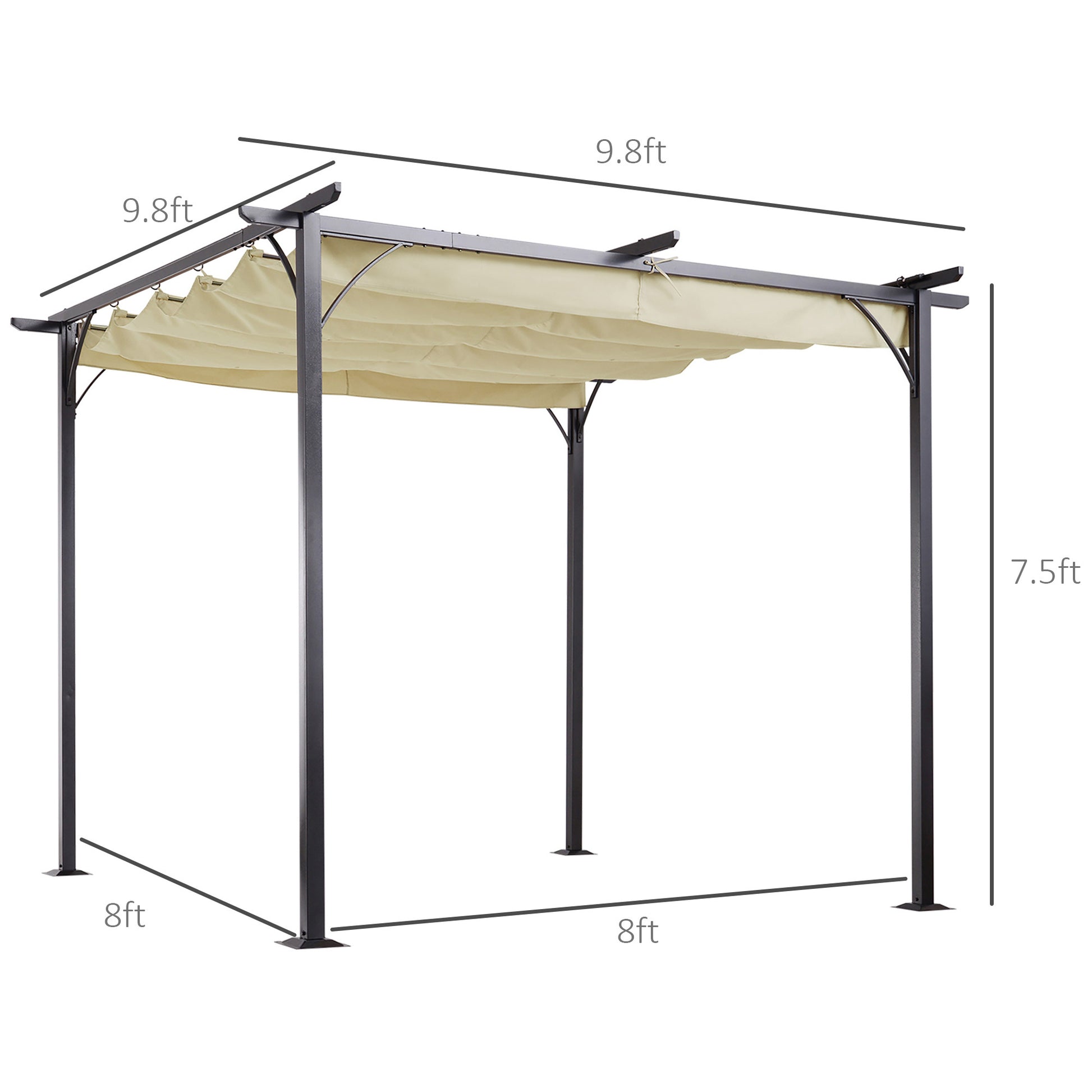 Outsunny 10' x 10' Outdoor Retractable Pergola Canopy beige-steel