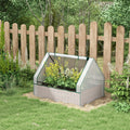 Outsunny Raised Garden Bed with Mini Greenhouse white-steel