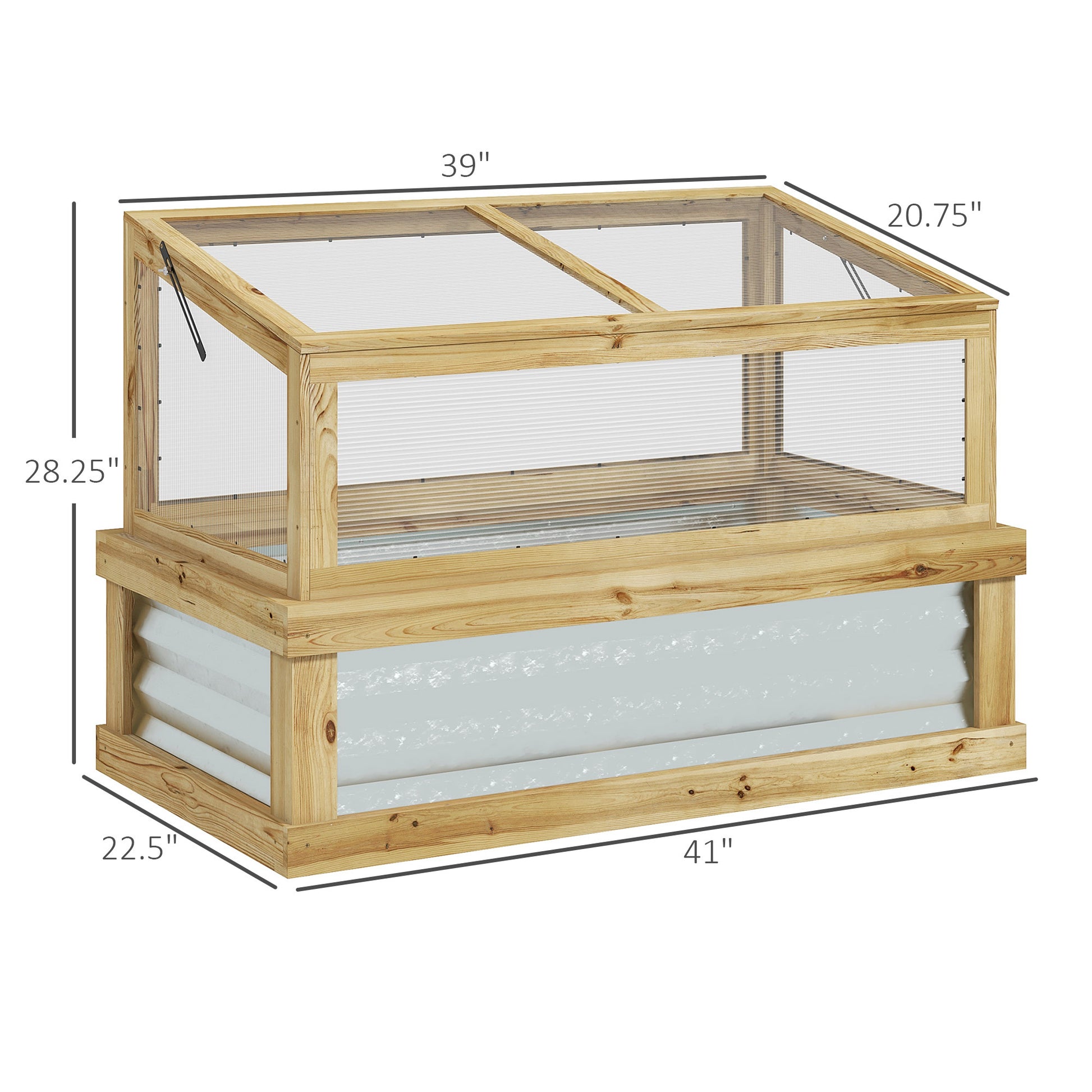 Outsunny Raised Garden Bed with Polycarbonate natural-wood