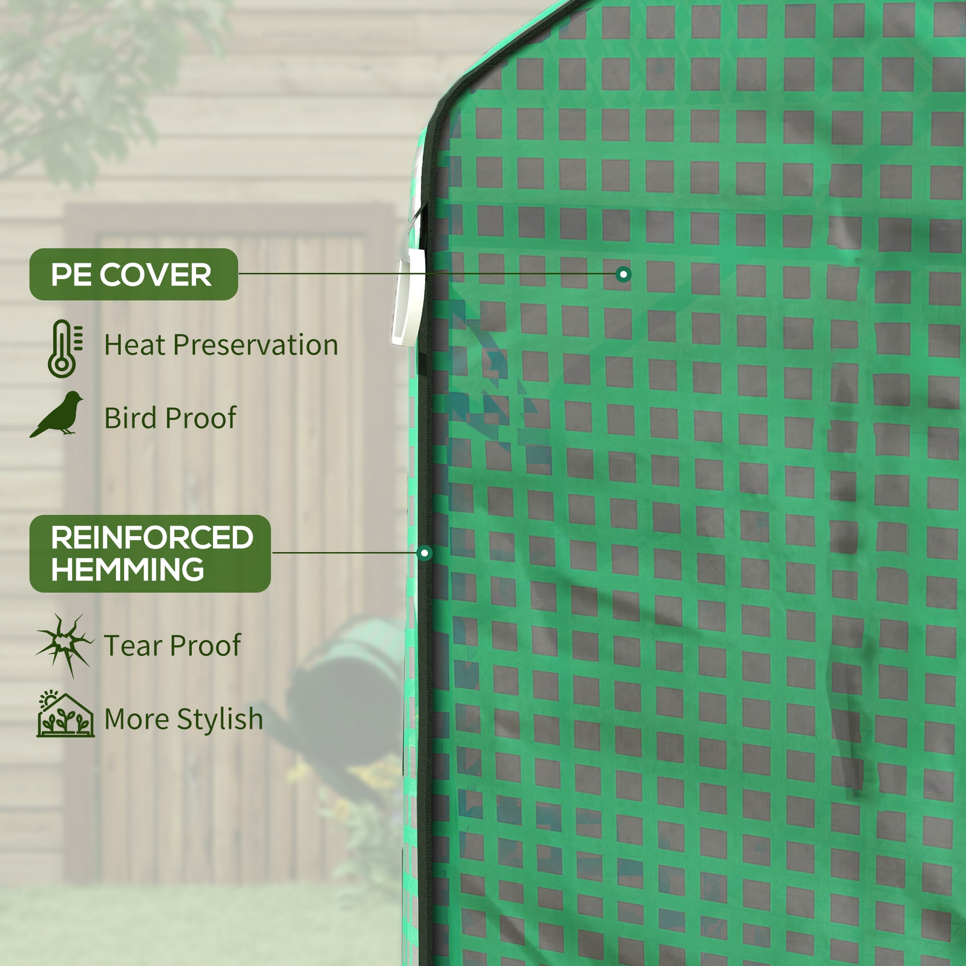 Outsunny 1 Piece Walk in Greenhouse Replacement Cover green-polyethylene