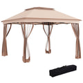 Outsunny 11' x 11' Pop Up Canopy, Outdoor Patio Gazebo brown-metal