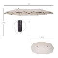 Outsunny Extra Large 15ft Patio Umbrella, Double Sided white-steel