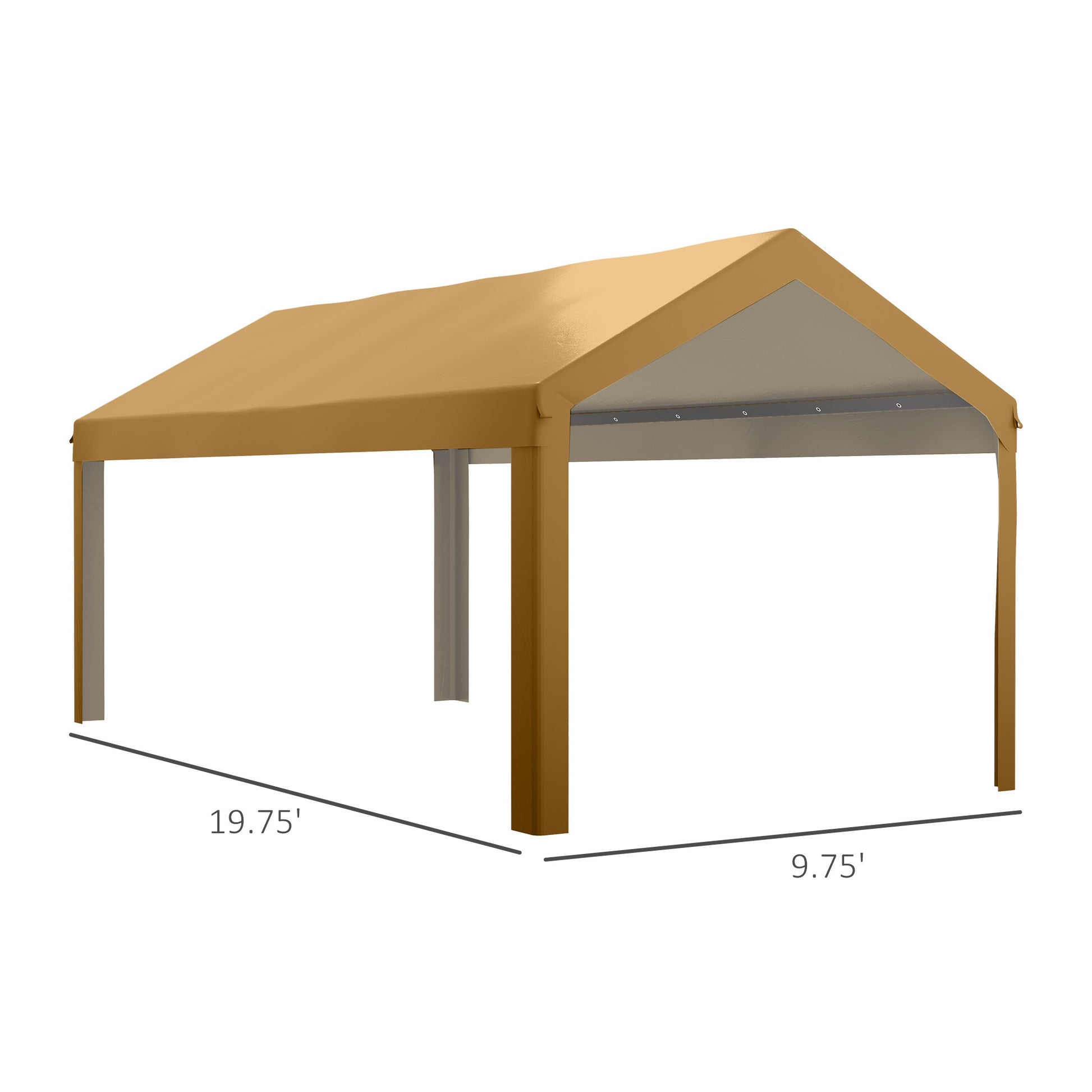 Outsunny 10' x 20' Carport Replacement Top Canopy beige-polyethylene