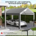 Outsunny 10' x 20' Carport Replacement Top Canopy gray-polyethylene