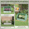 Outsunny Raised Garden Bed with Mini Greenhouse green-steel