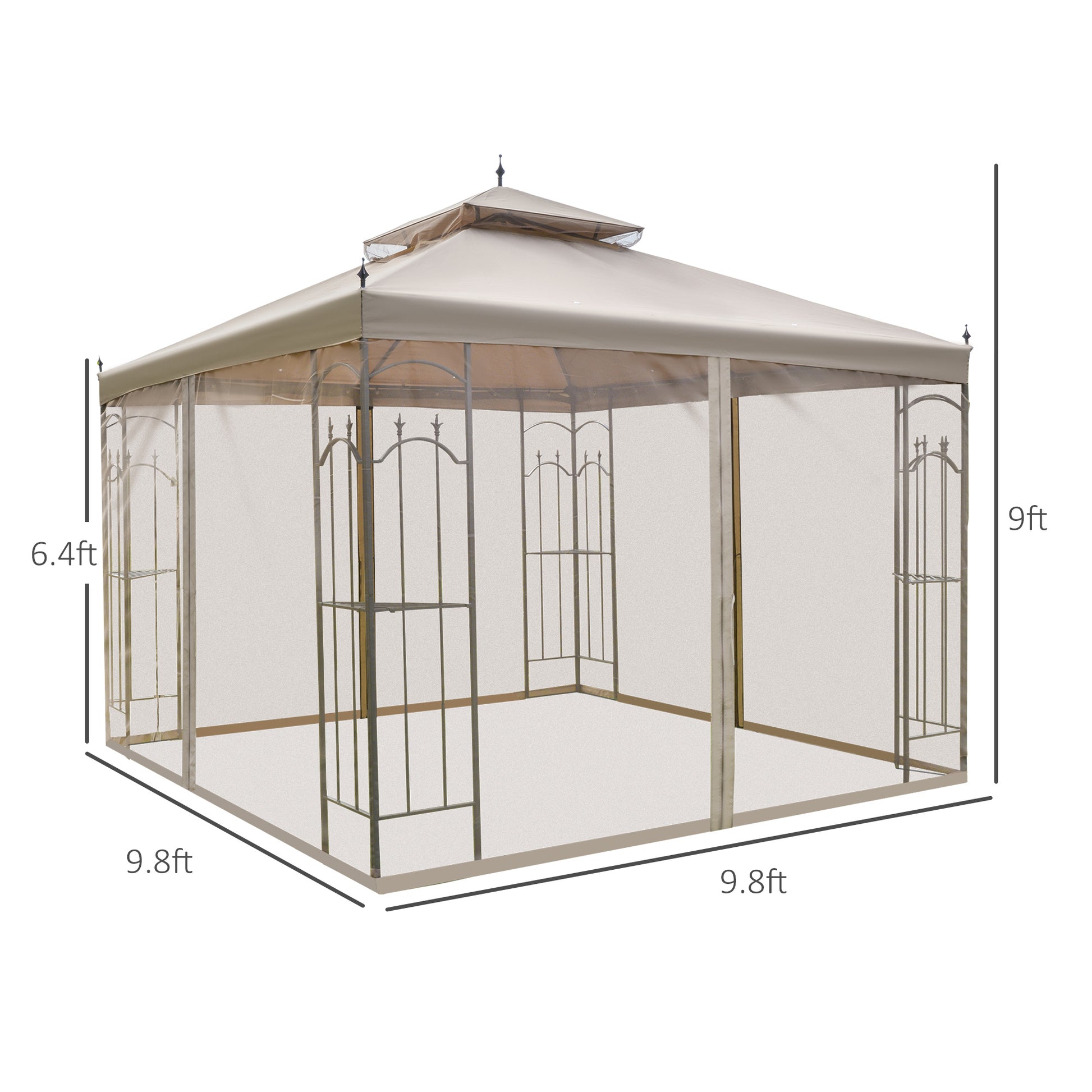 Outsunny 10' x 10' Patio Gazebo with Corner Frame brown-steel