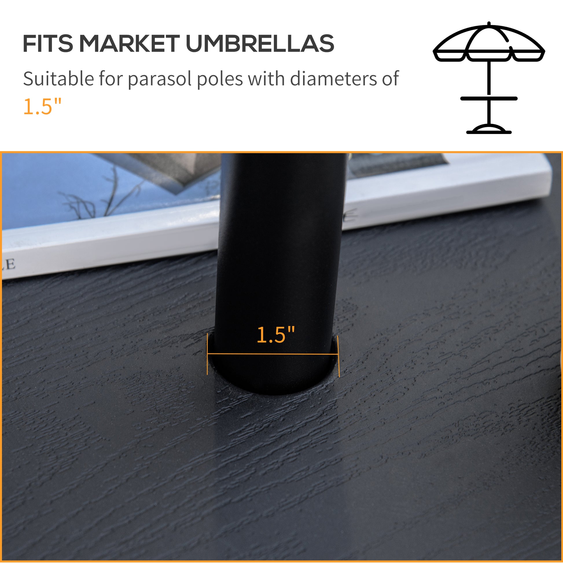 Outsunny 20" Umbrella Table Tray, Easy to Install