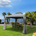 Outsunny 10' x 10' Patio Gazebo with Corner Frame gray-steel