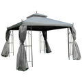 Outsunny 10' x 10' Patio Gazebo with Corner Frame gray-steel